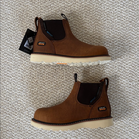 NWT Ariat Brown Leather Chelsea Waterproof Composite Toe Work Boot Wmns Size 6 - Picture 4 of 9